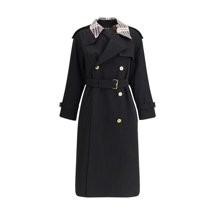 Castleford long Trench Coat with Check collar