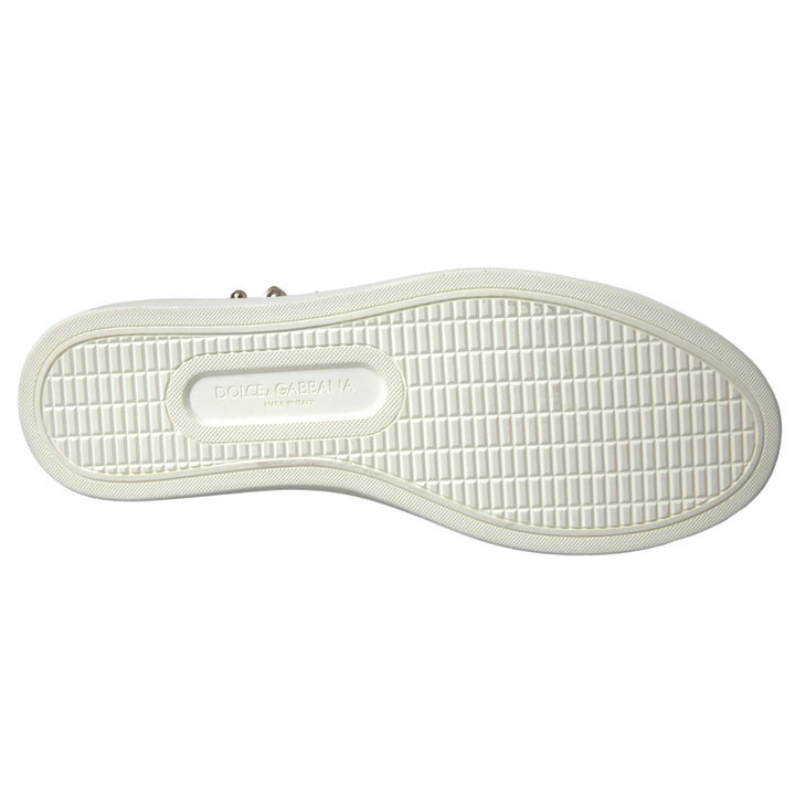 White Leather Gold Red Heart Sneakers Shoes