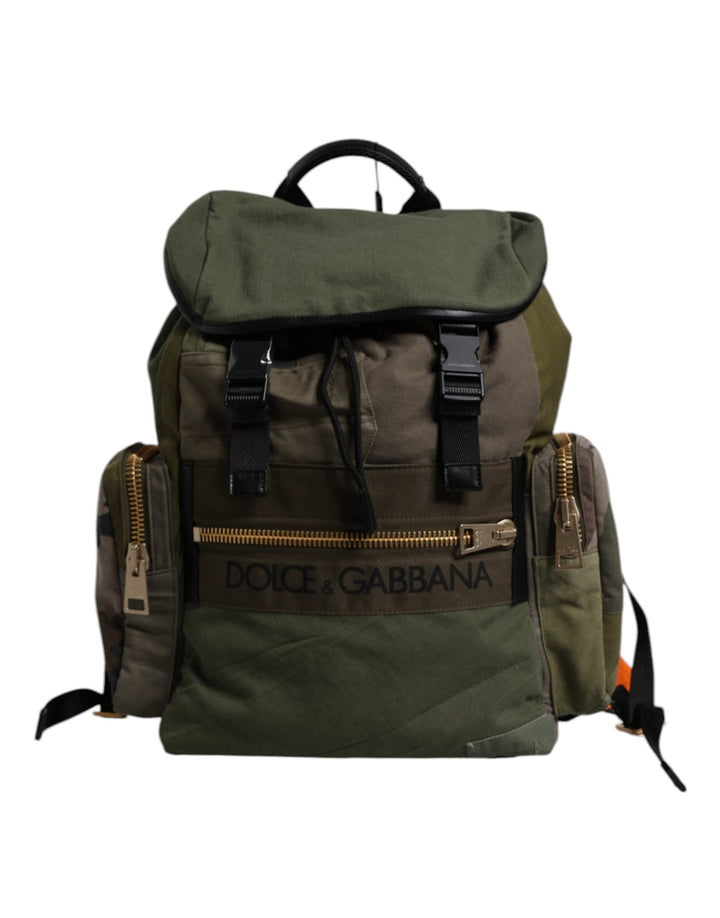 Green Patchwork Travel Backpack Military Bag