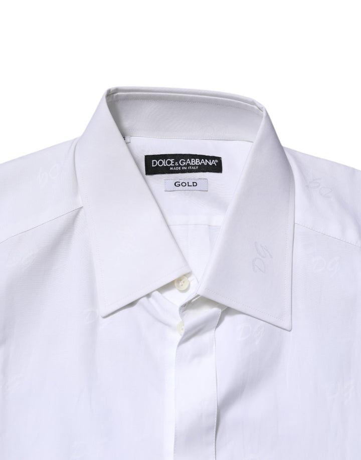 White Cotton GOLD Long Sleeves Formal Shirt