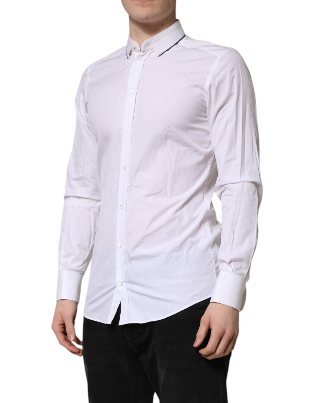 White Cotton GOLD Long Sleeves Formal Shirt