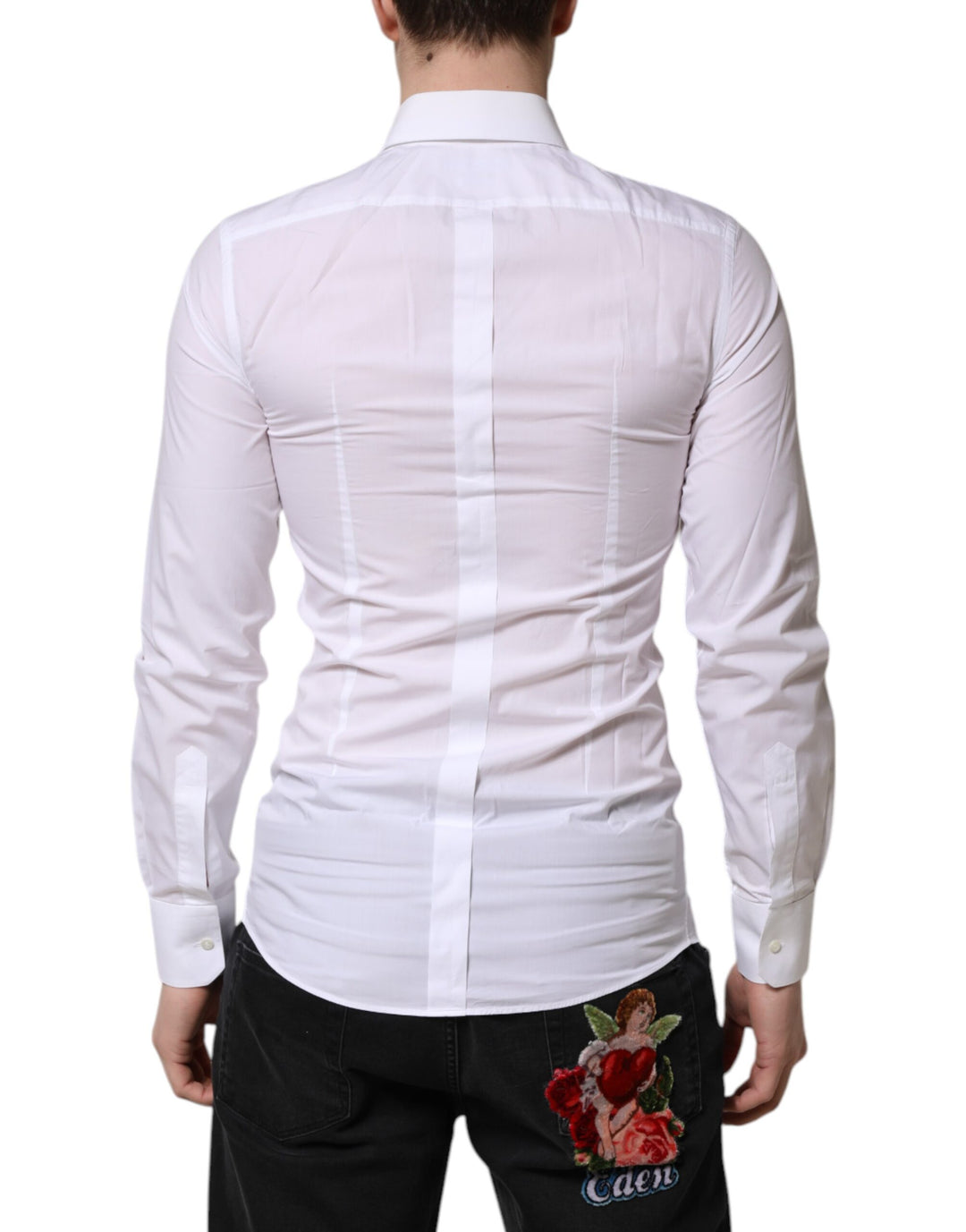 White GOLD Long Sleeves Dress Men Formal Shirt