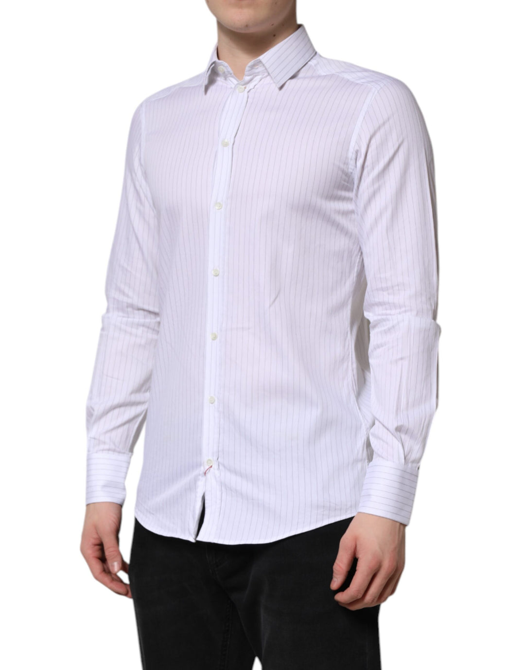 White Stripes Cotton Long Sleeve Formal Shirt