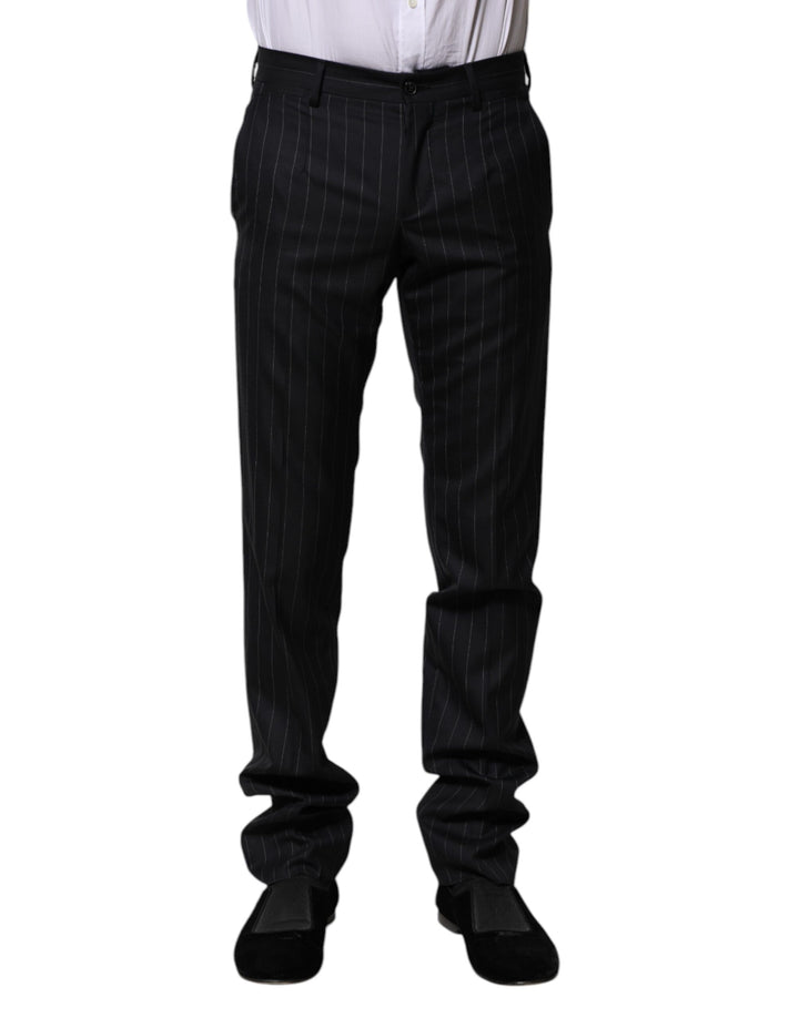 Black Wool Striped Formal Pants