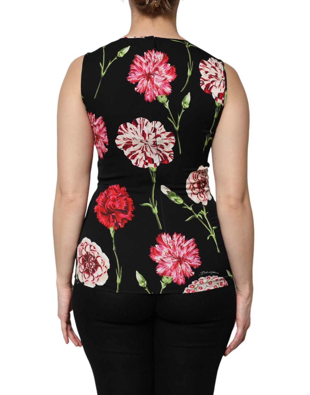 Black Floral Print Sleeveless Tank Blouse Top