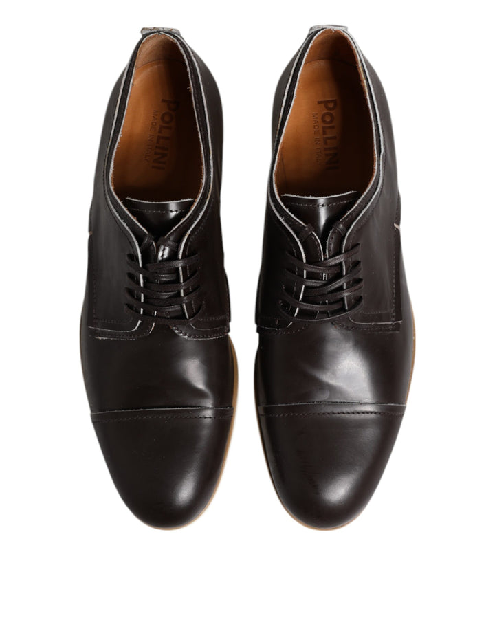 Dark Brown Leather Derby Lace Up Dress Formal Shoes