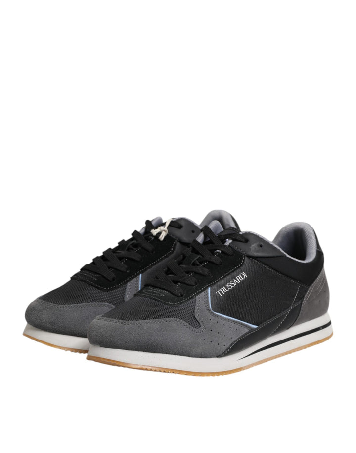 Black Gray Lace Up Low Top Casual Sneakers Shoes