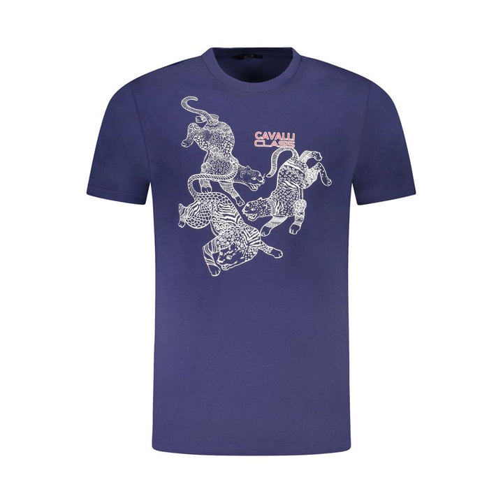 Blue Cotton Men T-Shirt