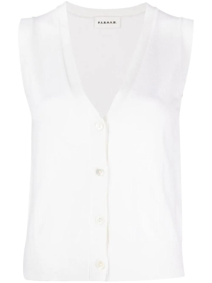 V-neck fine-knit vest-0