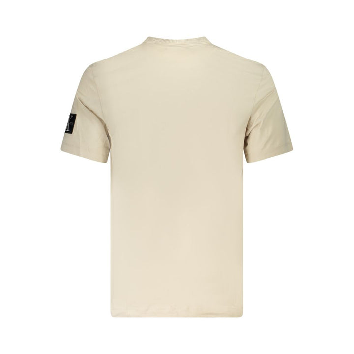 Beige Cotton Men T-Shirt