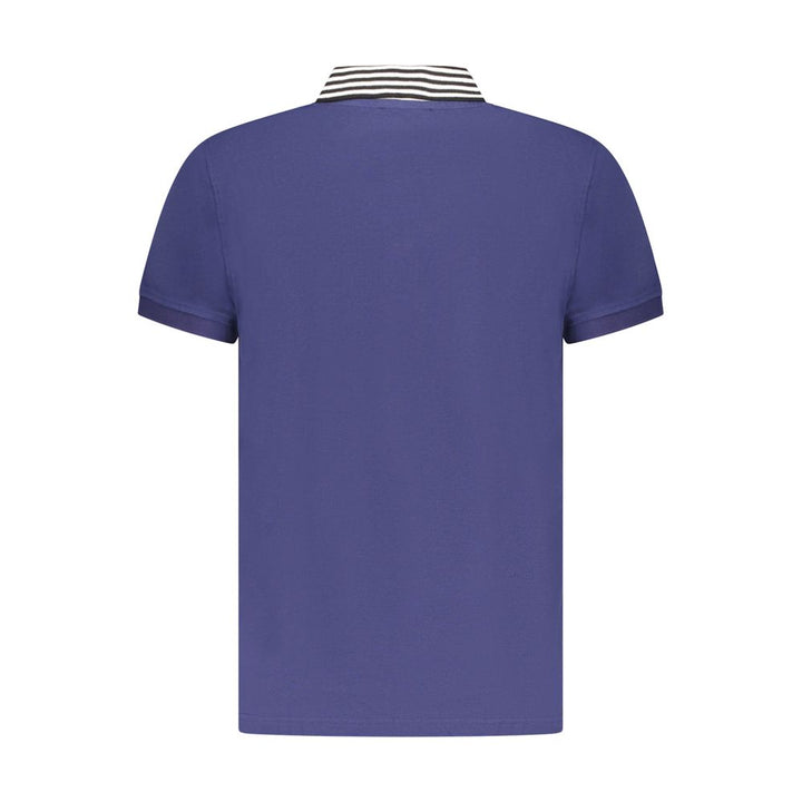 Blue Cotton Men Polo Shirt