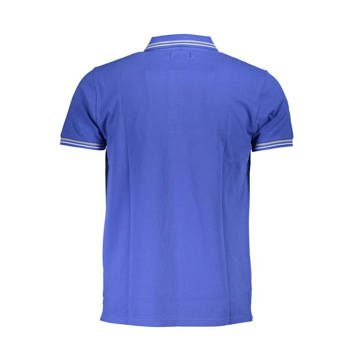 Blue Cotton Men Polo Shirt