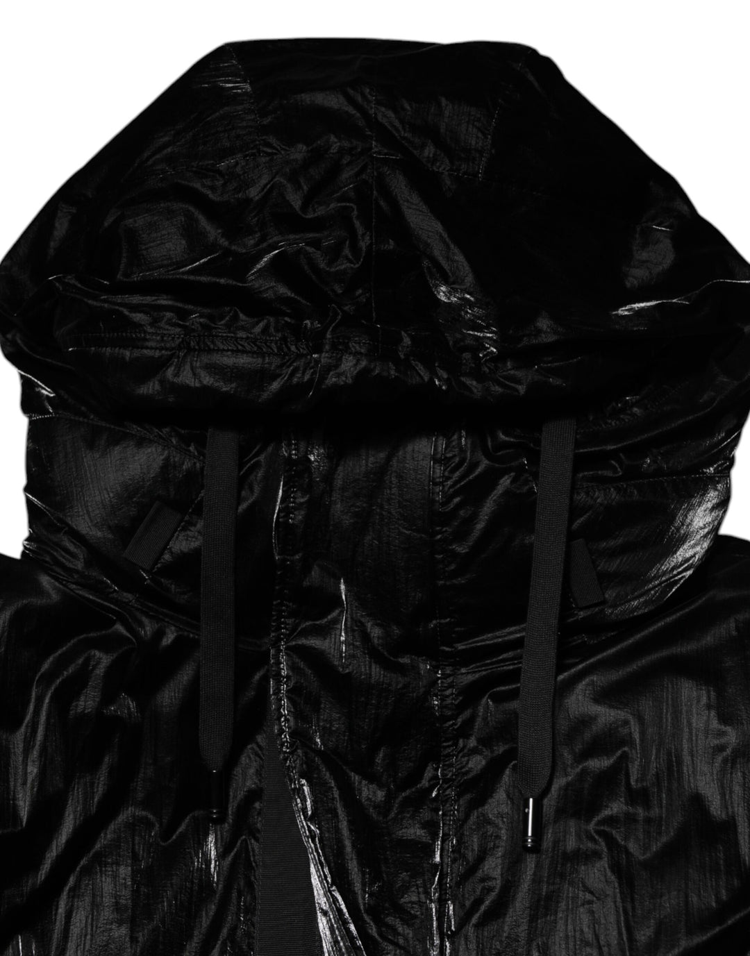 Black Logo Full Zip Hooded Quilted Jacket