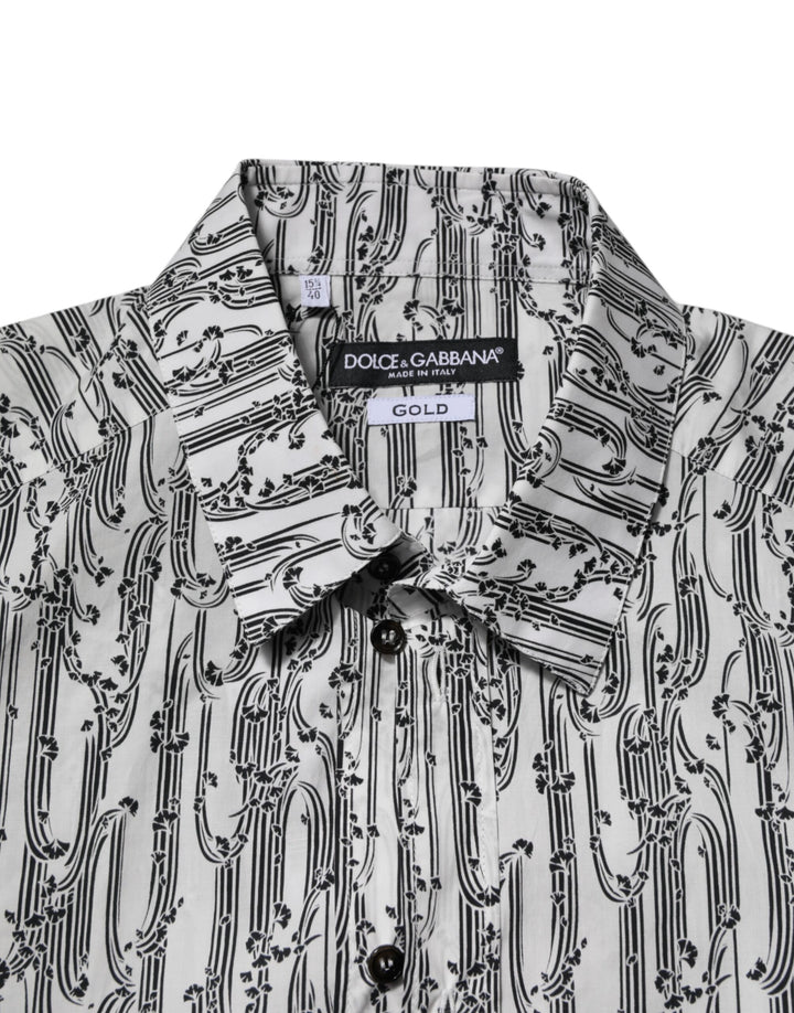 White Floral Print Casual Long Sleeves Shirt