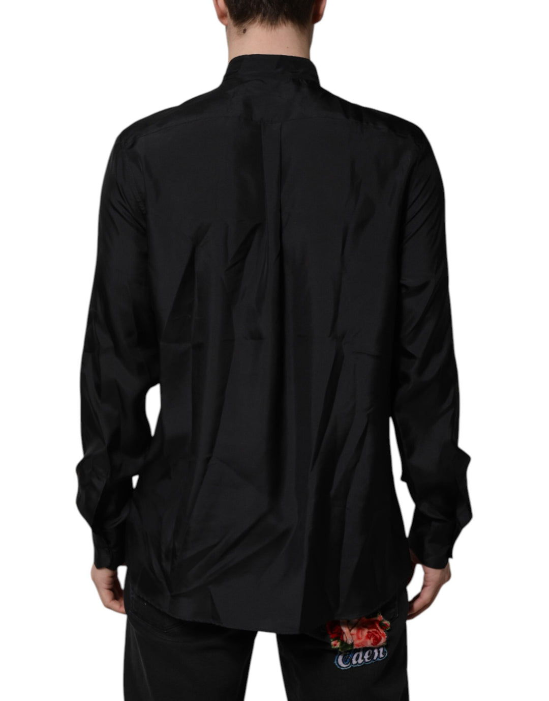 Dark Blue Silk MARTINI Men Formal Dress Shirt