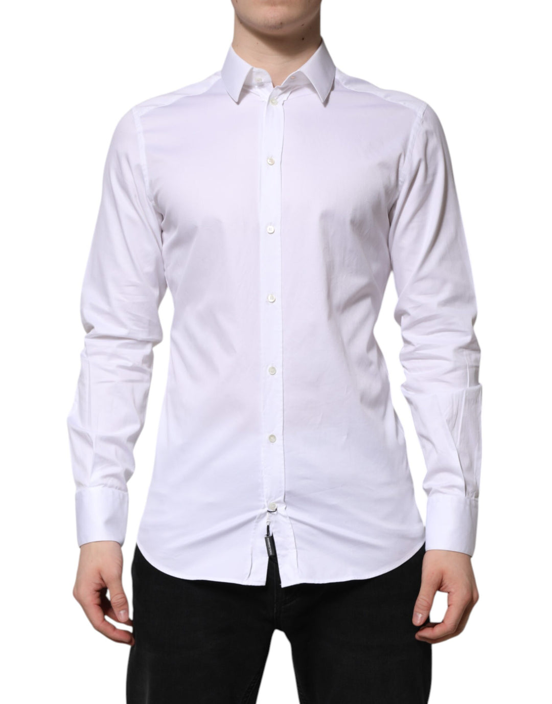 White Cotton GOLD Long Sleeve Men Dress Shirt