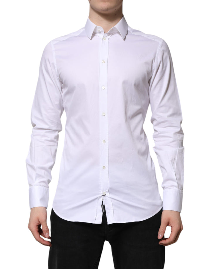 White Cotton GOLD Long Sleeve Men Dress Shirt