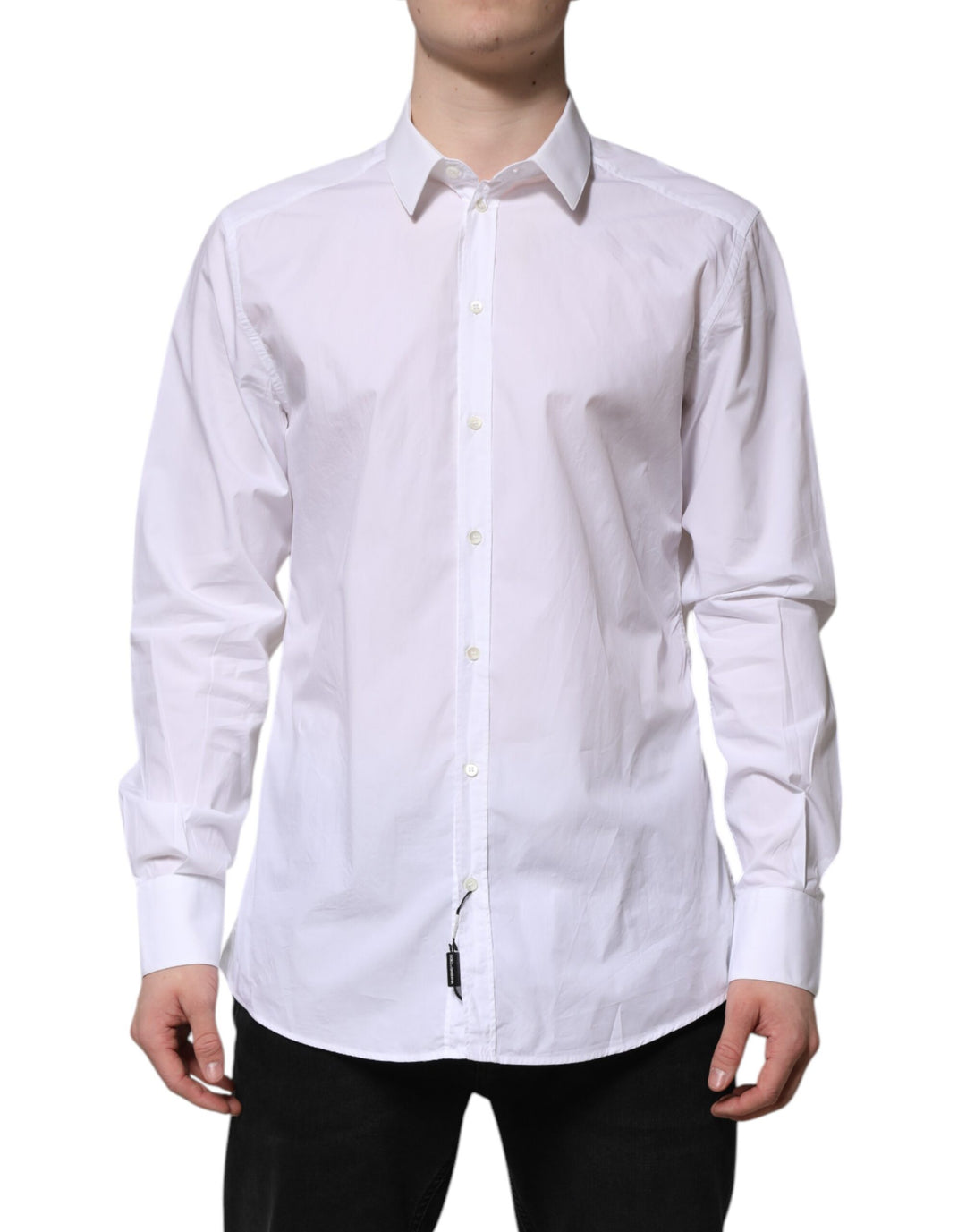 White Cotton GOLD Long Sleeves Dress Shirt