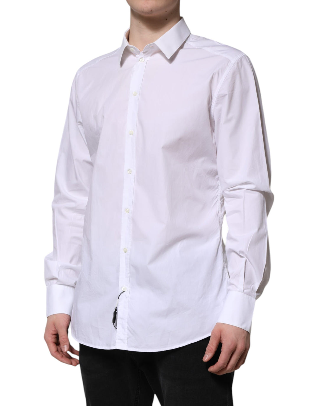 Dolce & Gabbana White Cotton GOLD Long Sleeves Dress Shirt