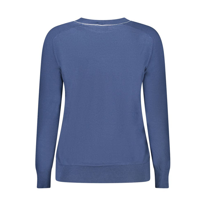 Blue Cotton Women Sweater