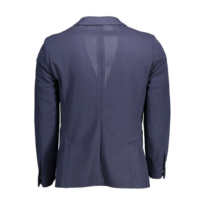 Blue Cotton Men Jacket