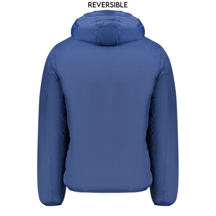 Blue Polyamide Men's Reversible Jacket