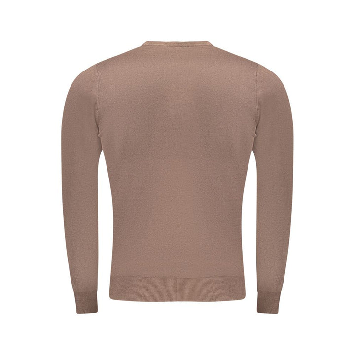 Brown Viscose Men Sweater