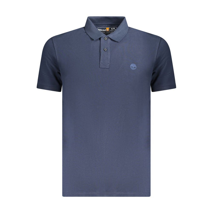 Blue Cotton Men Polo Shirt