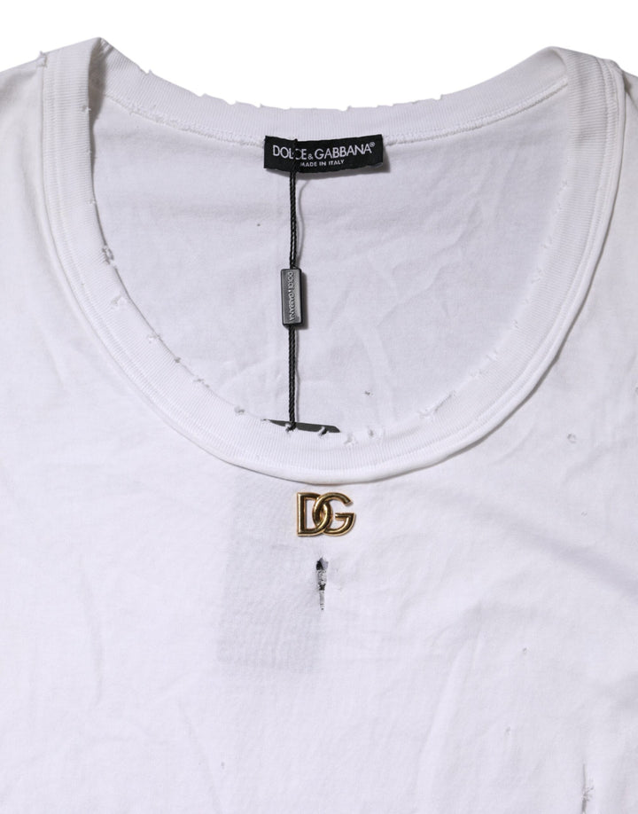 White Cotton Sleeveless Round Neck Tank Top