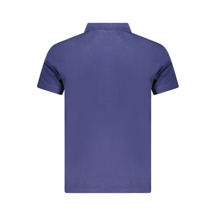 Blue Cotton Men Polo Shirt