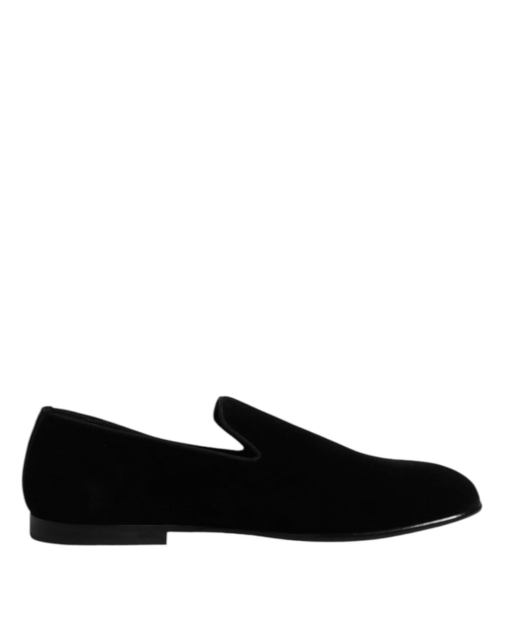 Black Velvet Slip On Loafers Formal Shoes