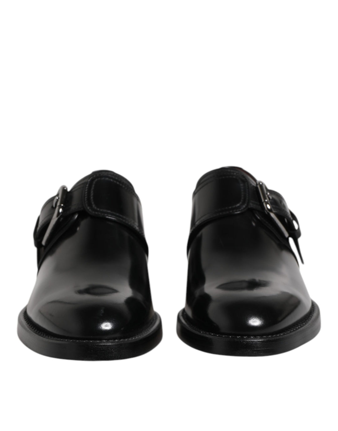 Black Leather Monk Strap Derby Formal Shoes