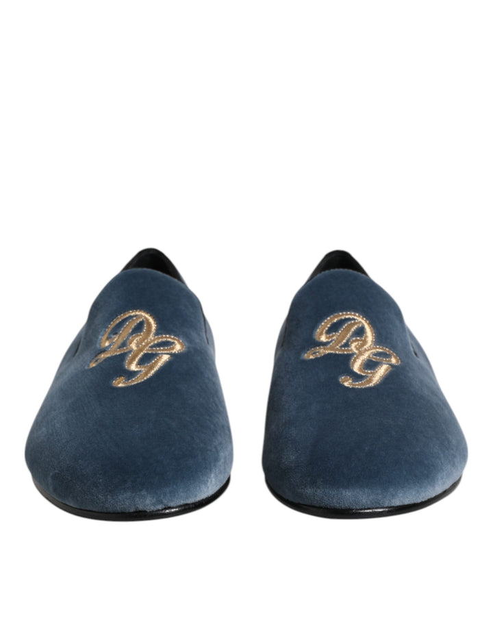 Blue Velvet DG Logo Loafers Formal Shoes