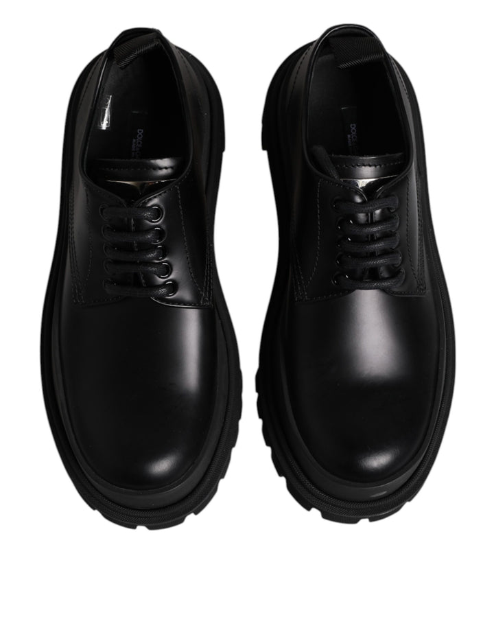 Black Leather Lace Up Derby Men Dress Shoes