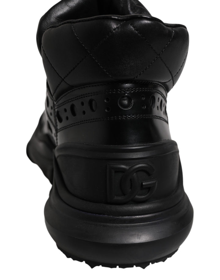 Dolce & Gabbana Black Leather Casual Mens Ankle Boots Shoes