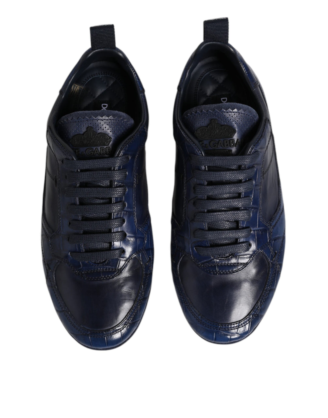 Dark Blue Leather Low Top Men Sneakers Shoes