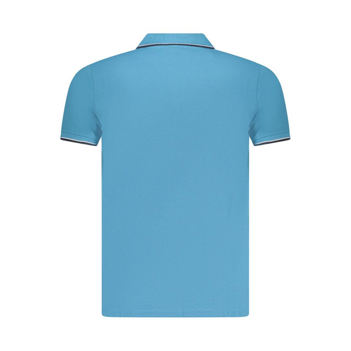 Blue Cotton Men Polo Shirt