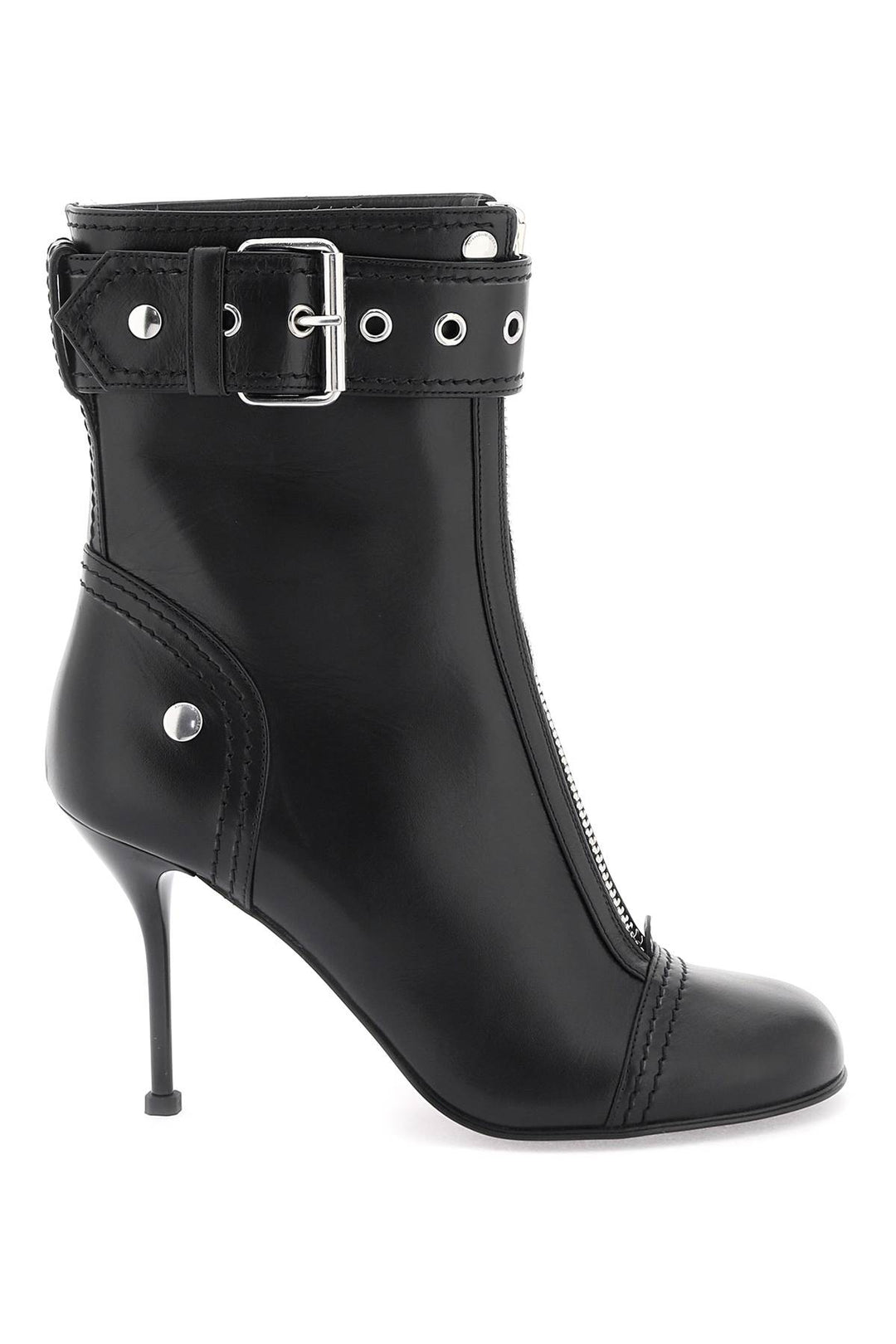 leather ankle boots with buckle-0