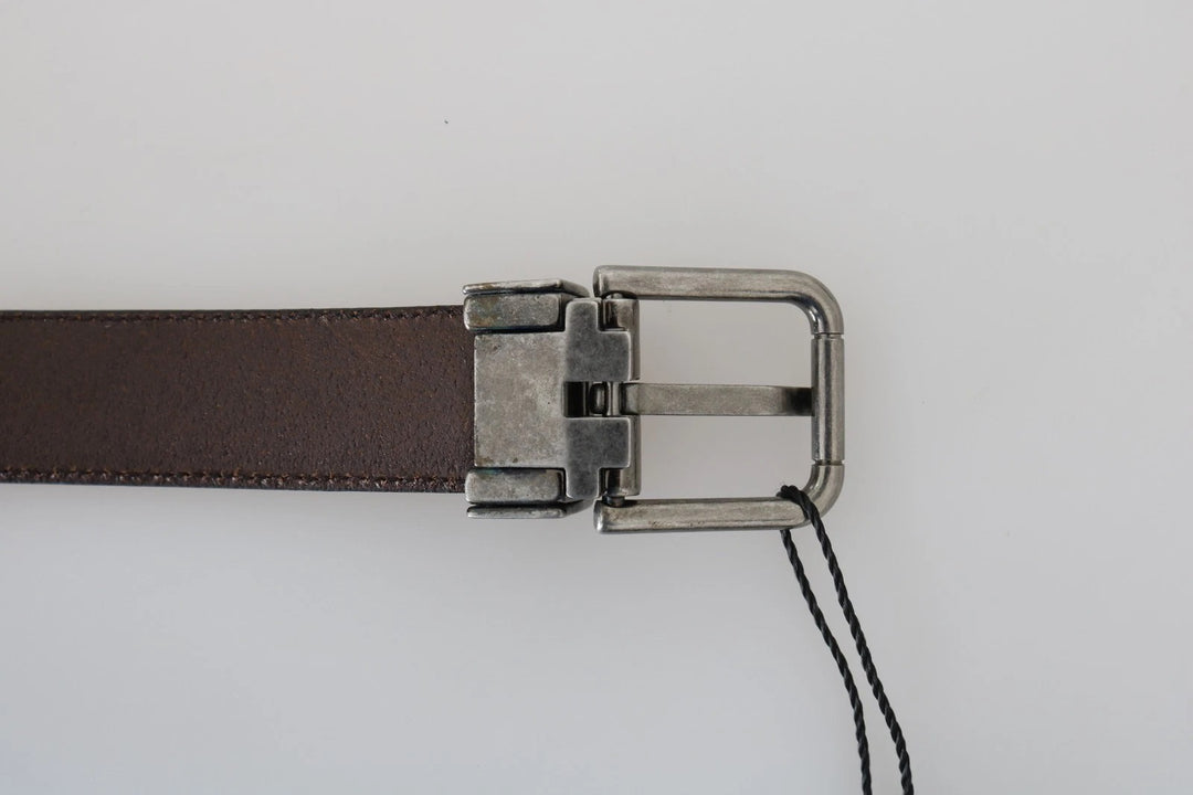 Blue Perforated Leather Gray Buckle Belt