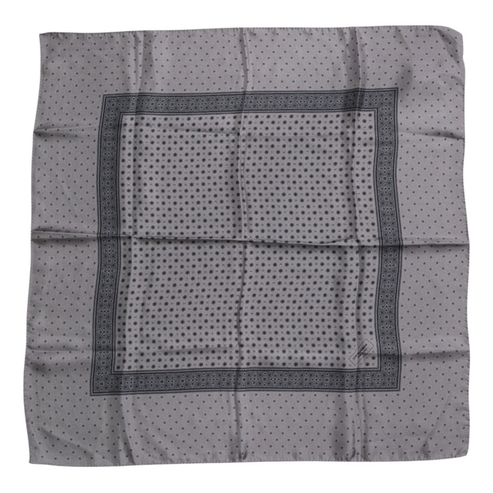 Gray Polka Dot Silk Square Men Foulard Scarf