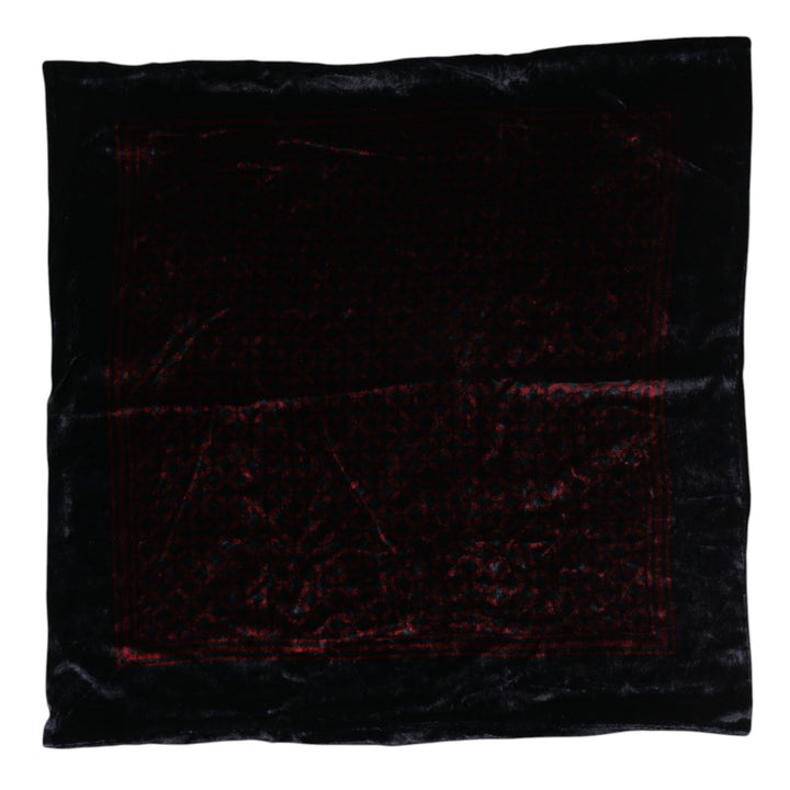 Black Red Viscose Square Men Foulard Scarf