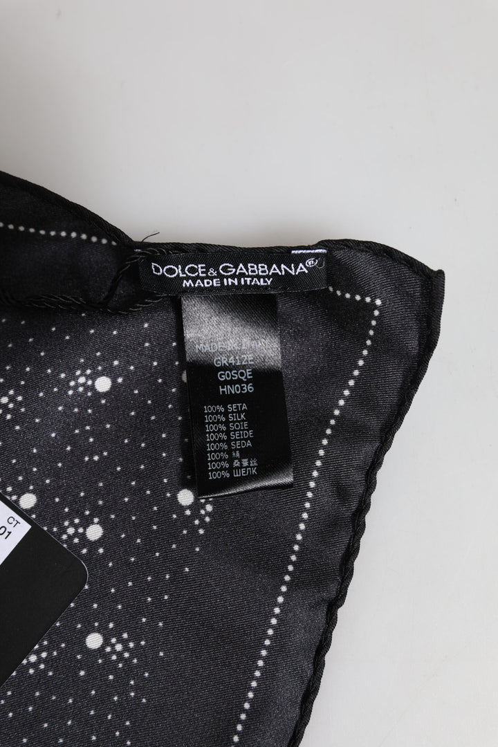 Black White Printed Square Men Foulard Scarf