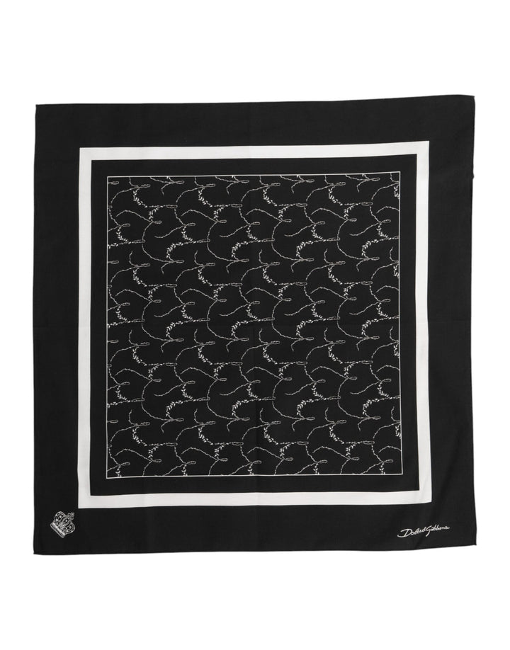 Black White Printed Square Foulard Scarf