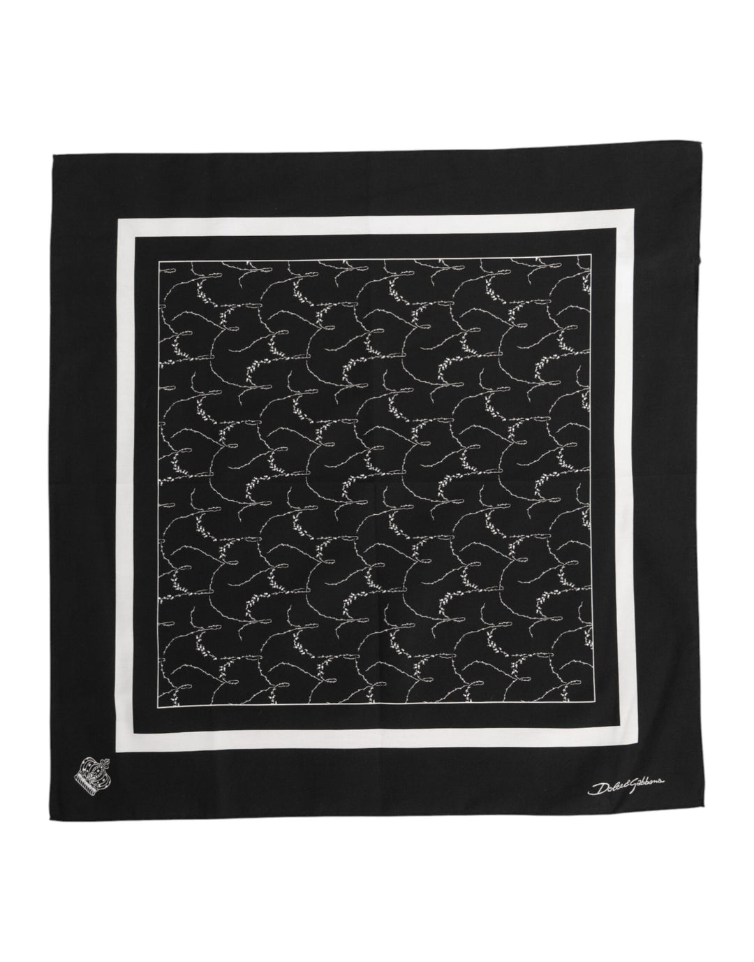 Black White Printed Square Foulard Scarf