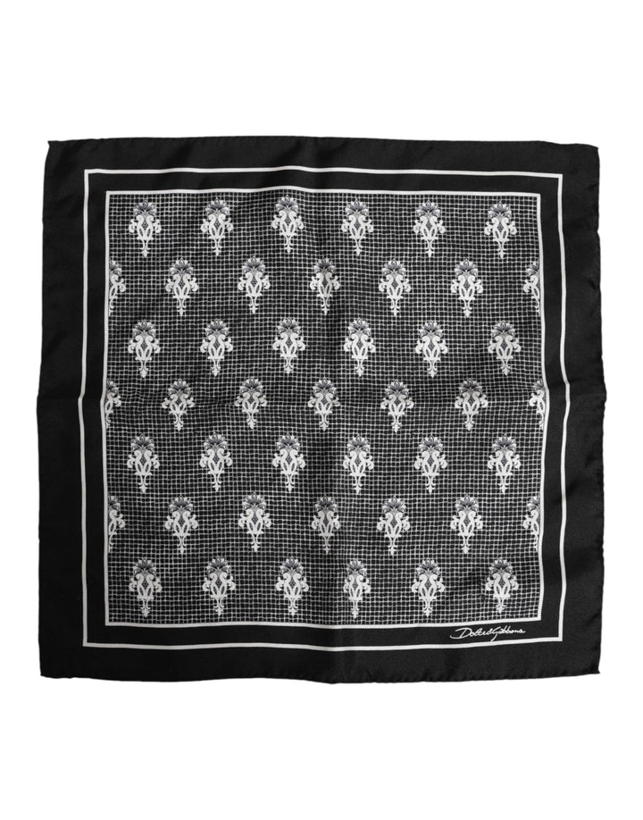 Black White Printed Square Foulard Scarf