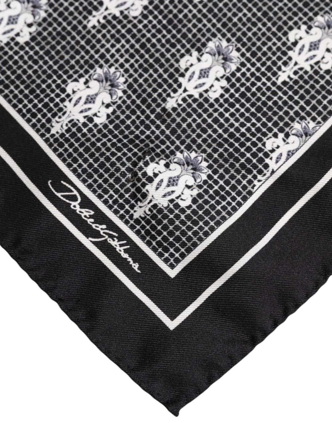 Black White Printed Square Foulard Scarf