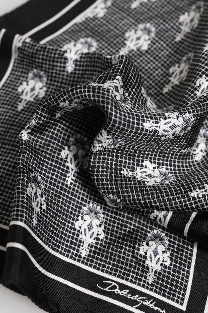 Black White Printed Square Foulard Scarf