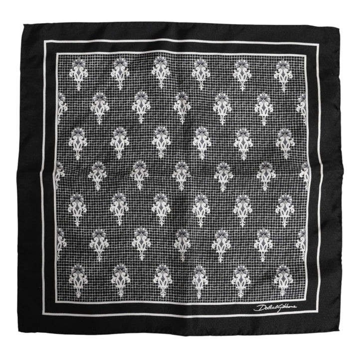 Black White Printed Square Foulard Scarf