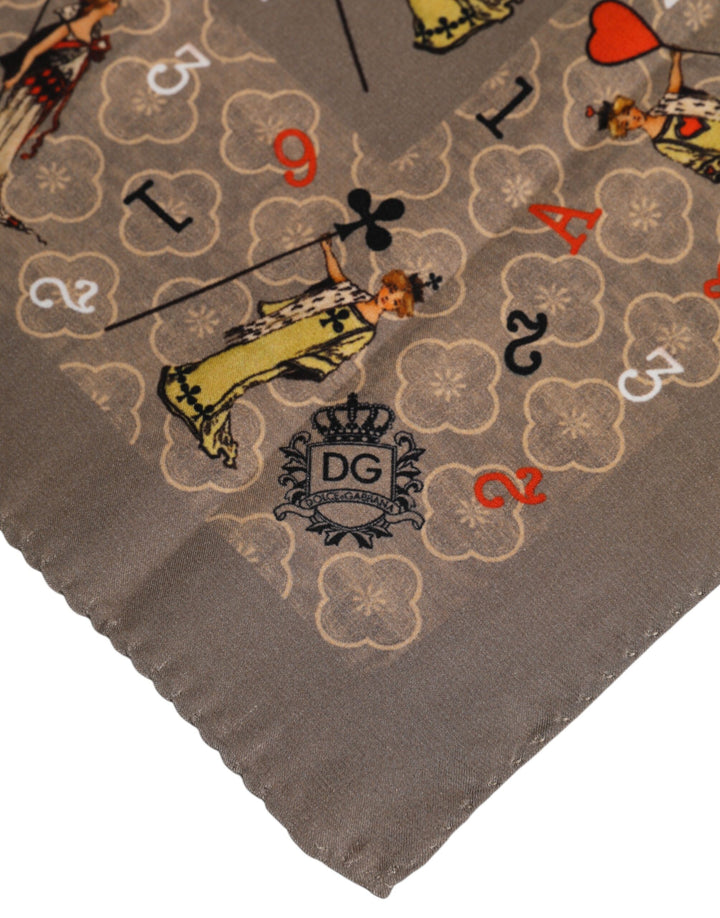 Brown Silk Printed Square Men Foulard Scarf