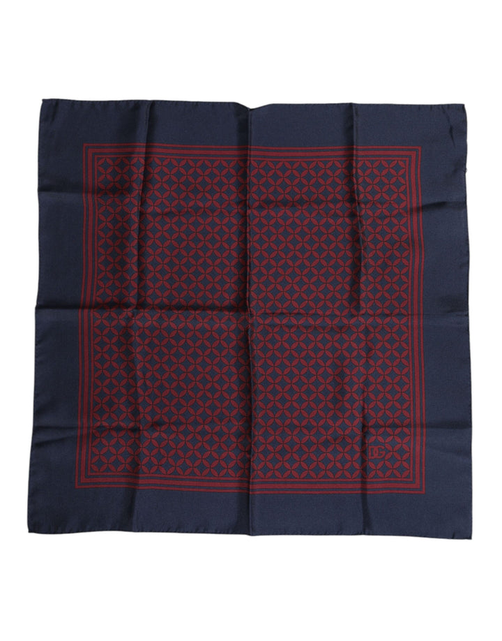 Red Blue Printed Silk Square Men Foulard Scarf